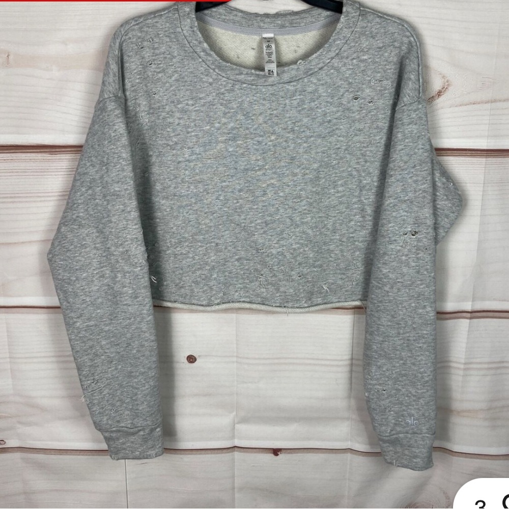 Alo Yoga Gray Fierce cropped Sweater